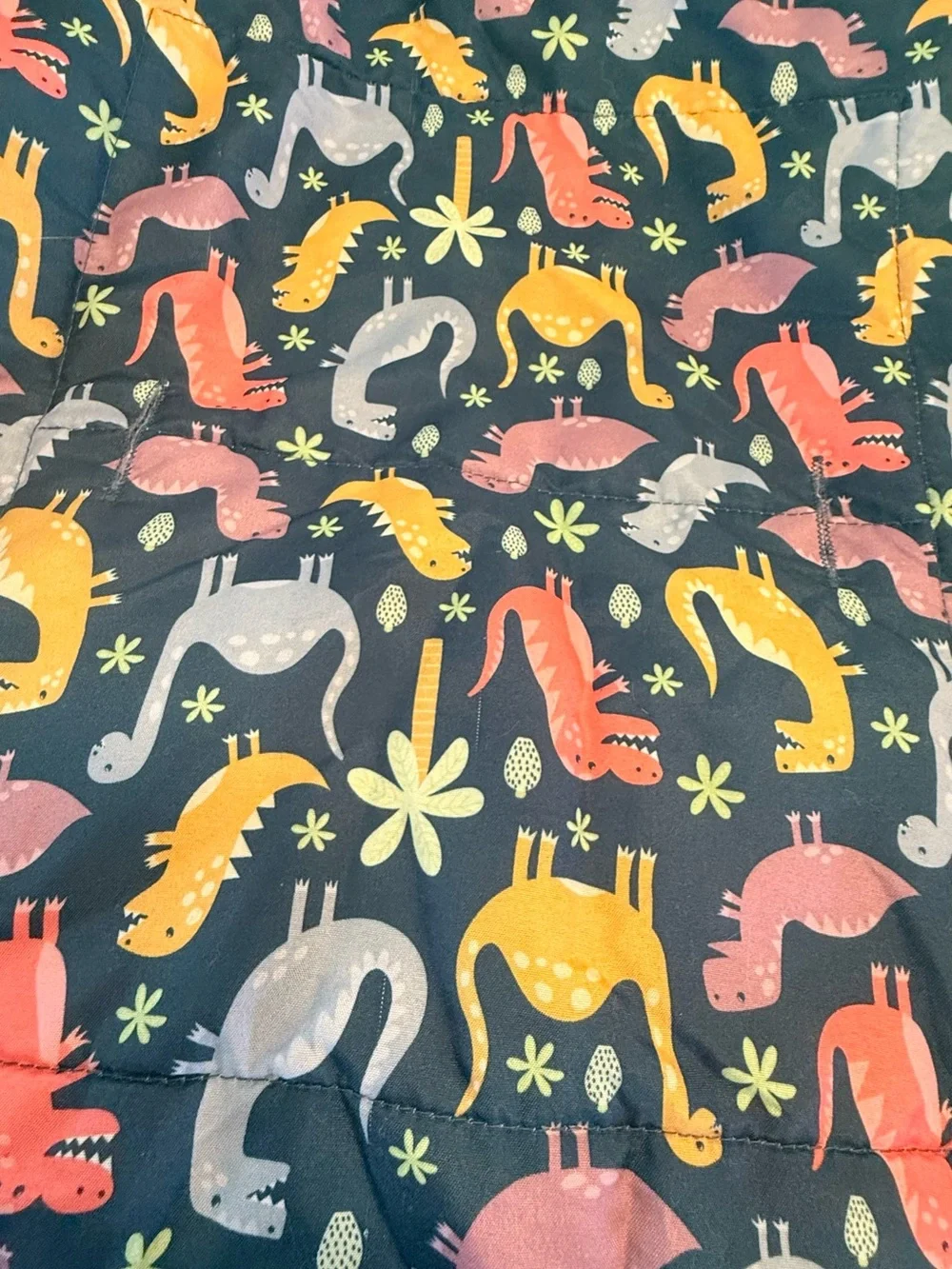 Kids Shopping Cart Cover Bib with Colorful Dinosaur Print - Navy